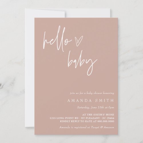 Hello Baby Minimalist Girl Boho Baby Shower  Invitation