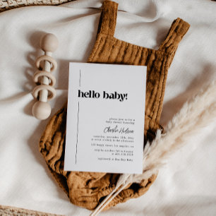 Hello Baby Minimalist Retro Baby Shower Invitation