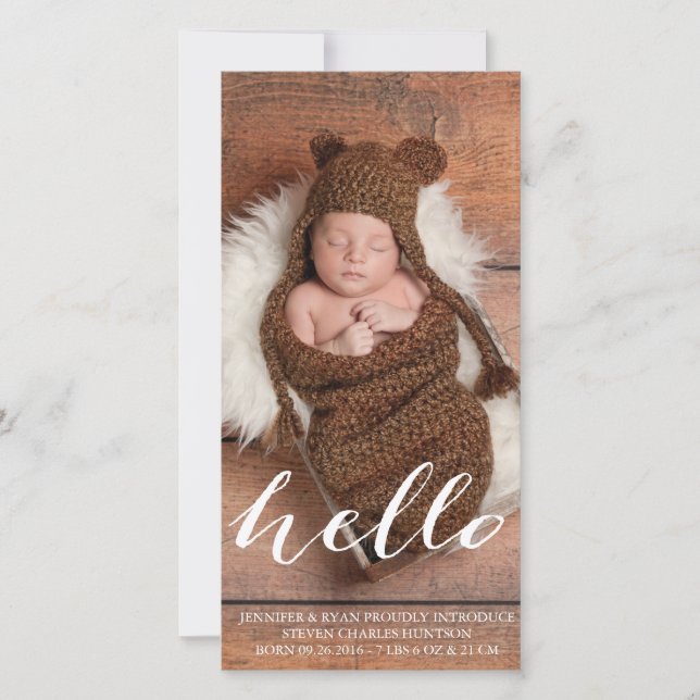 HELLO BABY MODERN BIRTH ANNOUNCEMENT PHOTOCARD (Front)