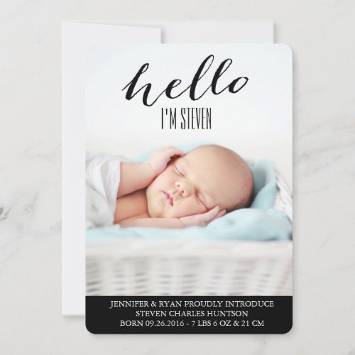HELLO BABY MODERN BIRTH ANNOUNCEMENT PHOTOCARD