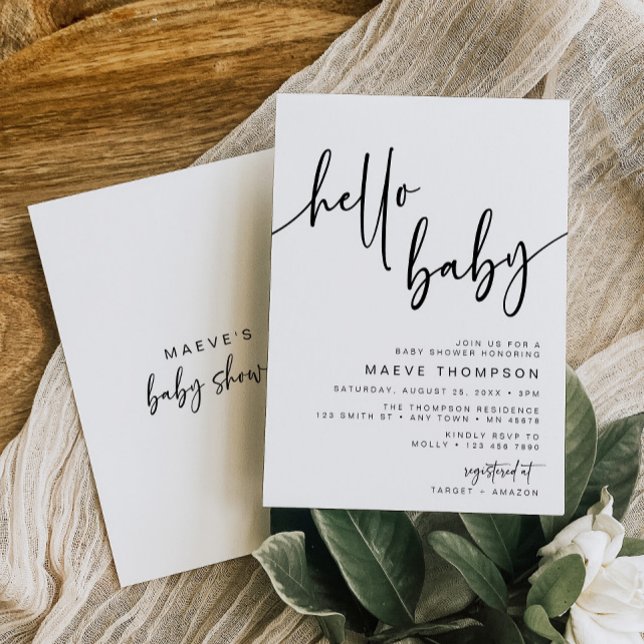 Hello Baby Modern Classic Baby Shower Invitation (Creator Uploaded)