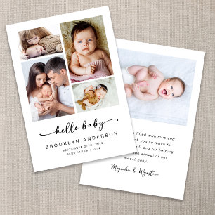 Hello Baby Modern Four Photo Birth Announcement