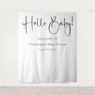 Hello Baby Modern Script Baby Shower Backdrop