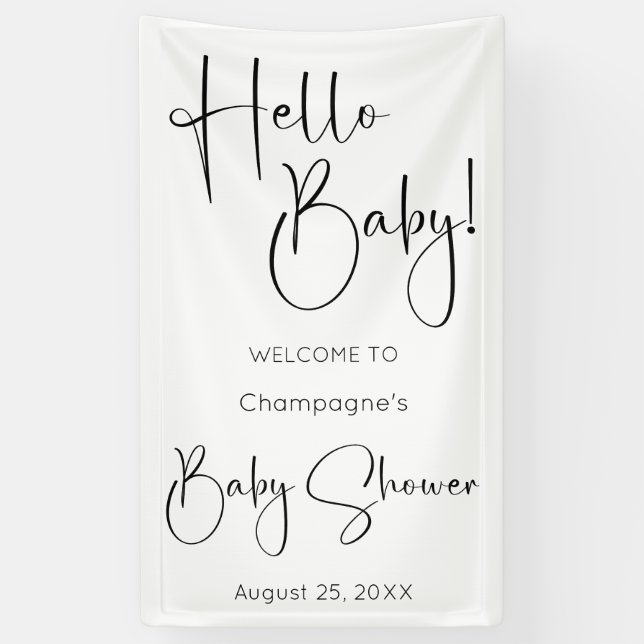 Hello Baby Modern Script Baby Shower Banner (Vertical)