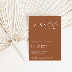 Hello Baby Modern Script Minimalist Baby Shower Invitation