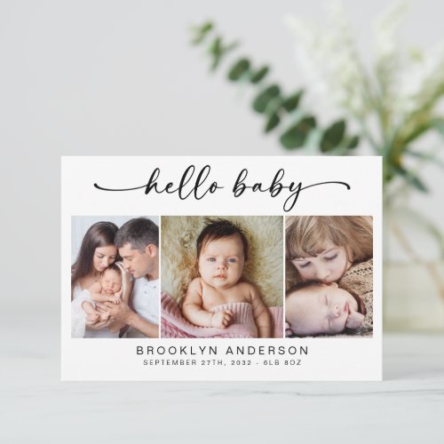 Hello Baby | Modern Three Photo New Baby Thank You Card