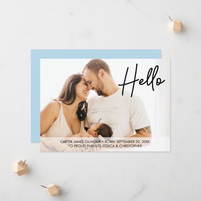 Hello Baby Name Birth date Proud parents Photos Announcement (Front/Back In Situ)