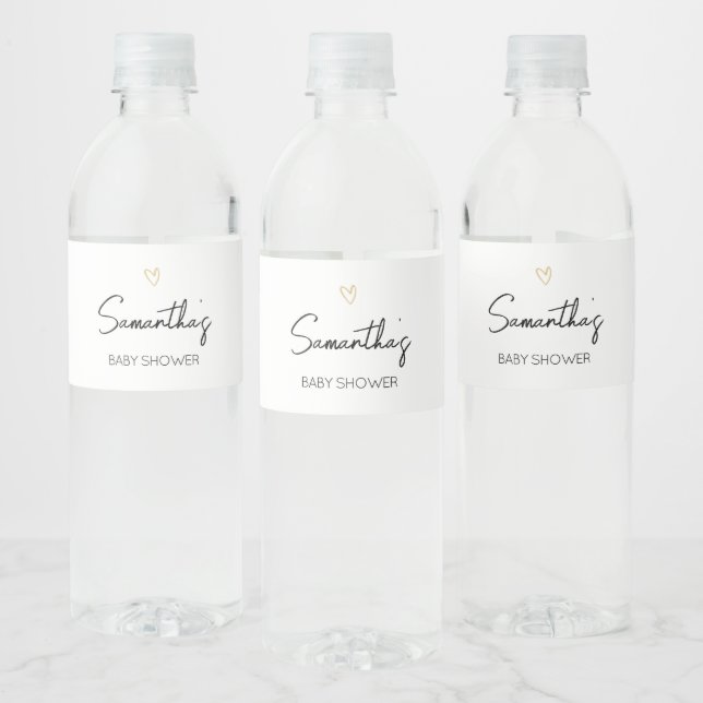 Hello Baby Neutral Minimalist Baby Shower Water Bottle Label (Bottles)