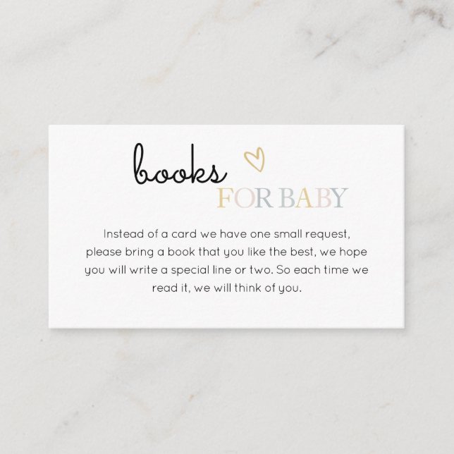 Hello Baby Neutral Minimalist Books for Baby Enclosure Card (Front)