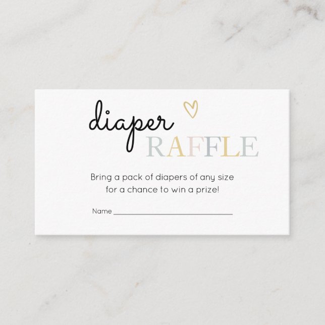 Hello Baby Neutral Minimalist Diaper Raffle Enclosure Card (Front)