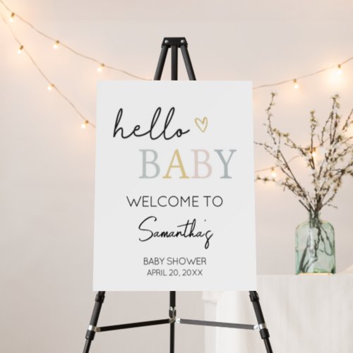 Hello Baby Neutral Minimalist Welcome Sign