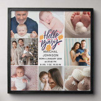 Hello Baby | Newborn Baby Birth Stats 8 Photos Peel And Stick Photo Tile