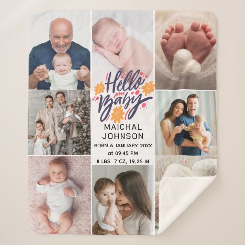 Hello Baby | Newborn Baby Birth Stats 8 Photos Sherpa Blanket