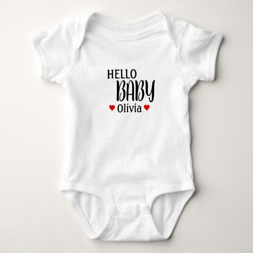 Hello Baby Olivia Red Hearts  Baby Bodysuit
