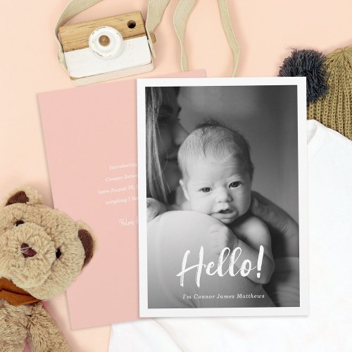 Hello Baby Photo Birth Announcement