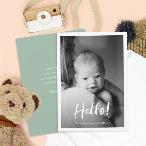 Hello Baby Photo Birth Announcement