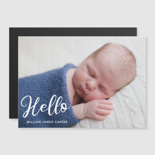 Hello Baby Photo Elegant Birth Announcement Magnet