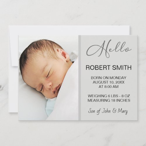 Hello Baby Photo Script Birth Announcement