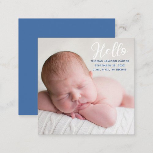 Hello Baby Photo Simple Boy Birth Announcement