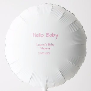 hello baby pink pastel baby shower name date trend balloon