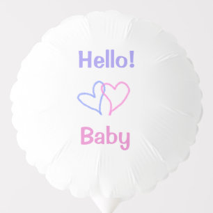 Hello baby pink purple heart name watercolor boho balloon