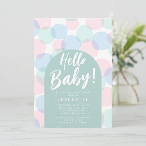 Hello Baby Polka Dots Baby Shower Invitation