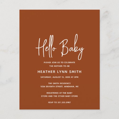 Hello Baby Pumpkin Budget Baby Shower Invitation