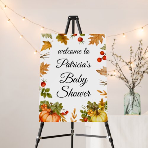 Hello Baby Pumpkin Foliage Baby Shower Welcome  Foam Board