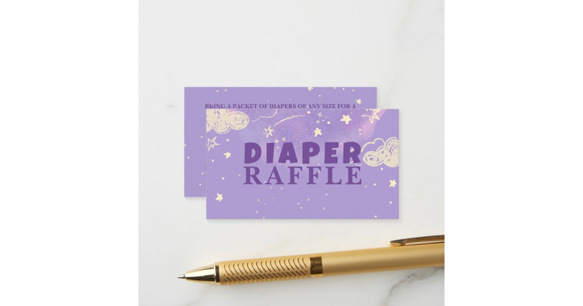 Hello Baby Purple Dream Diaper Raffle Baby Shower Enclosure Card | Zazzle