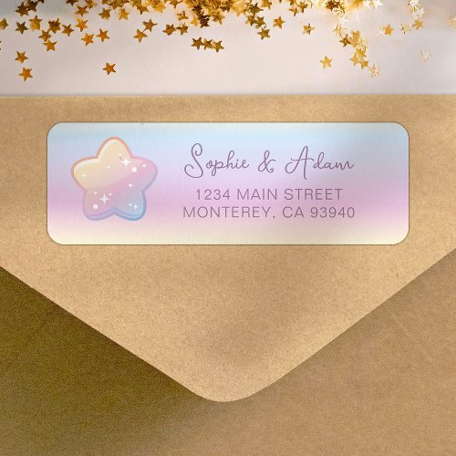 Hello Baby Rainbow and Star Custom Return Address Label