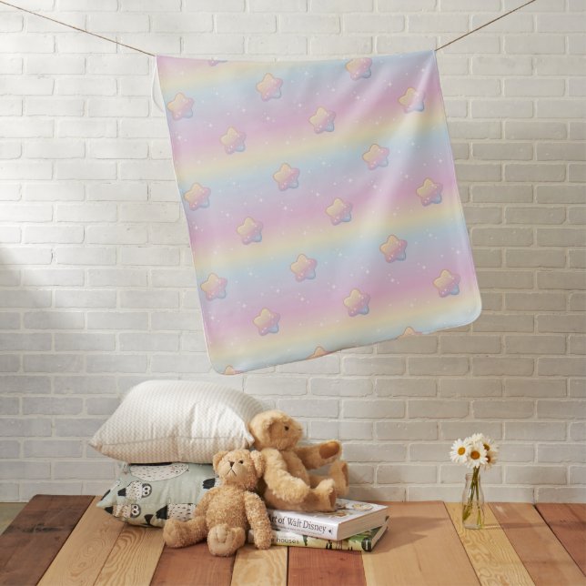 Hello Baby Rainbow And Stars Pastel Baby Blanket (In Situ)