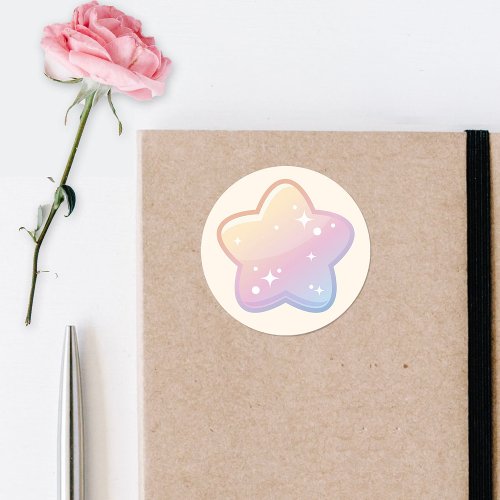 Hello Baby Rainbow And Stars Pastel Classic Round Sticker