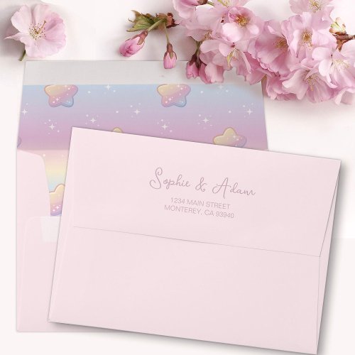 Hello Baby Rainbow And Stars Pastel  Envelope