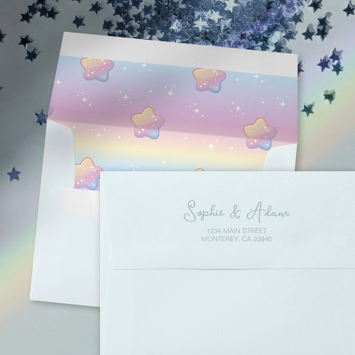 Hello Baby Rainbow And Stars Pastel  Envelope