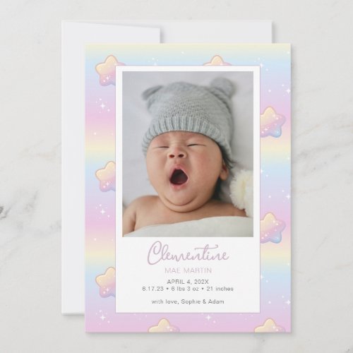 Hello Baby Rainbow Custom Photo Birth Announcement