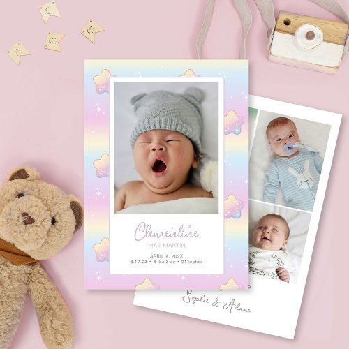 Hello Baby Rainbow Custom Photo Birth Announcement