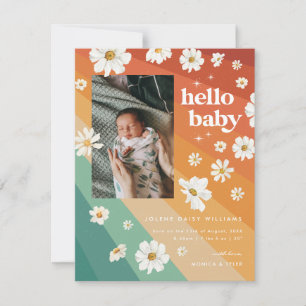Hello Baby Retro Boho Birth Announcement