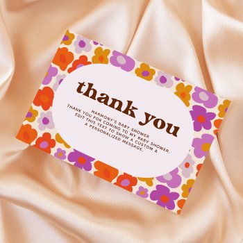 Hello Baby Retro Daisy Baby Shower Thank You by Cali_Graphics at Zazzle