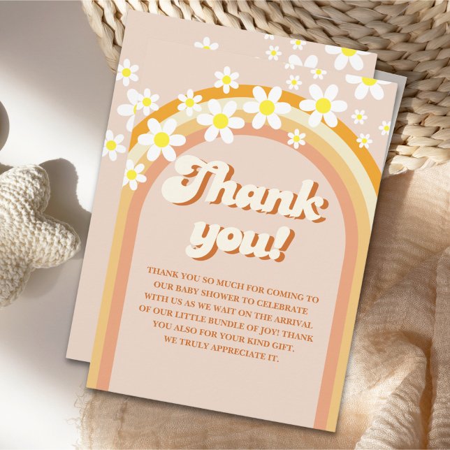  Hello Baby - Retro Groovy Baby Shower Thank You Card (Creator Uploaded)