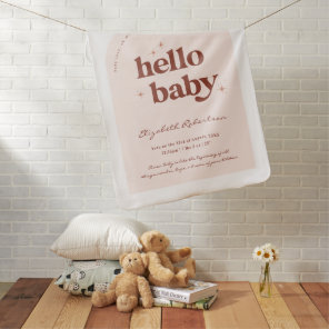 Hello Baby | Retro Pink & Terracotta Birth Stats  Baby Blanket