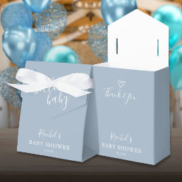 Hello Baby Shower Baby Boy Dusty Blue Cute Heart Favor Boxes