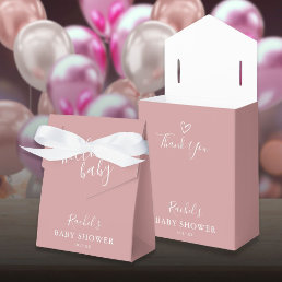 Hello Baby Shower Cute Heart Dusty Rose Pink Girl Favor Boxes