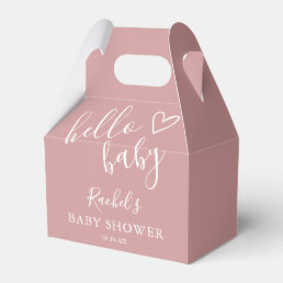 Hello Baby Shower Cute Heart Girl Dusty Rose Pink Favor Boxes