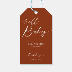 Hello Baby Shower Minimal Copper Neutral Boho Gift Tags
