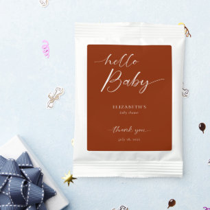 Hello Baby Shower Minimal Copper Neutral Boho   Hot Chocolate Drink Mix