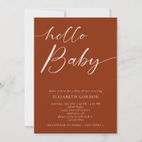 Hello Baby Shower Minimalist Copper Neutral Boho  Invitation