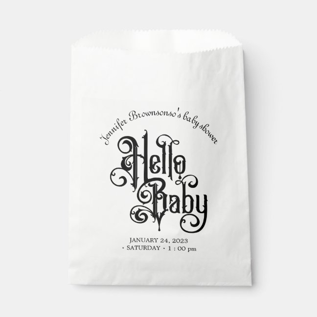 Hello Baby Stylish Classic Vintage Retro Ornament Favor Bag