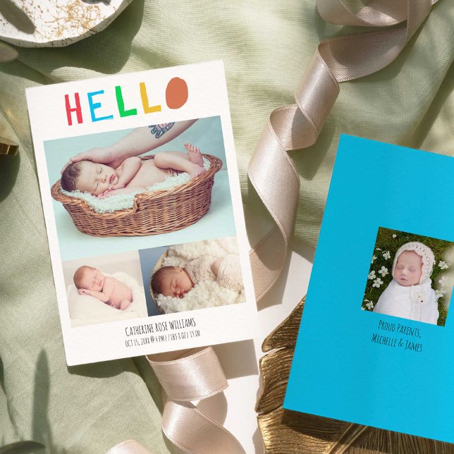 Hello Baby Typography Collage Modern Announcement (Creator Uploaded)