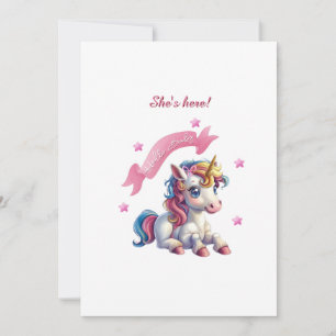 "Hello Baby Unicorn" Design Birth Announcement
