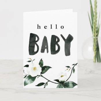 Hello Baby Watercolor Floral Card by BethanyIllustration at Zazzle
